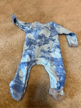 Tie-Dye Blue Footed Pajama One-Piece for Kids
